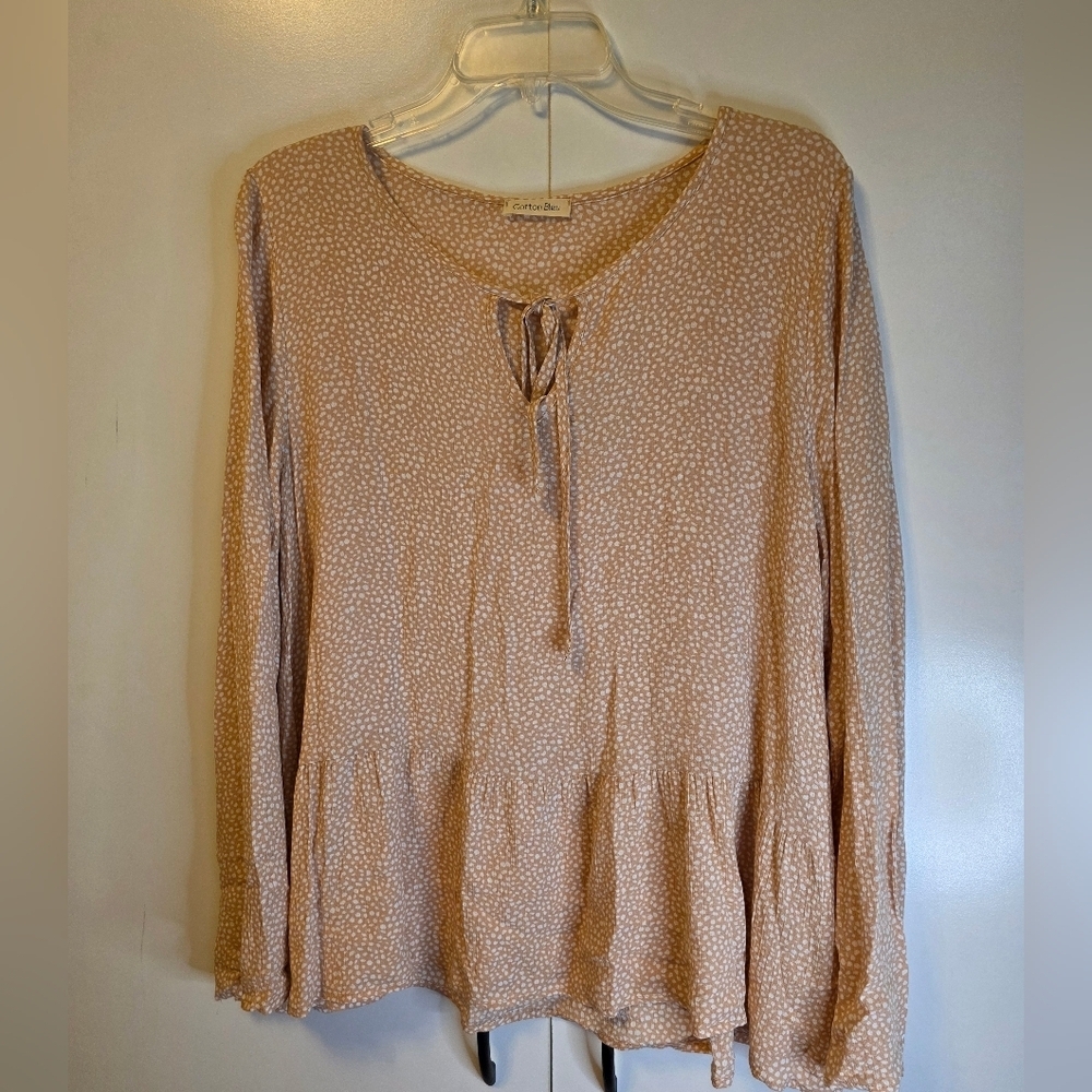 Cotton Bleu Women's Beige Long Sleeve Top